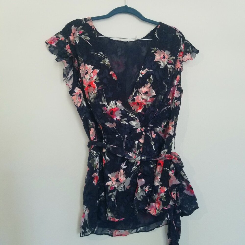 Elie Tahari Floral Wrap Blouse M NWT